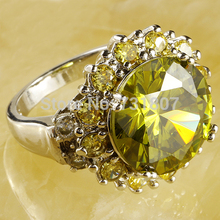 New Fashion Noble Peridot Silver Ring Size 7 Jewelry Stone For Women Wholesale Free Shipping Unisex