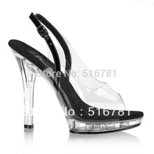 Elegant Full Clear 13cm Super High Heel Shoes Platform Sandals Pole Dance Shoes Party Wedding Shoes
