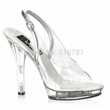Elegant Full Clear 13cm Super High Heel Shoes Platform Sandals Pole Dance Shoes Party Wedding Shoes