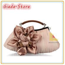 factory price Free shipping popular flower silk elegant evening bag high-grade handbag black/white/champagne available NO 8662