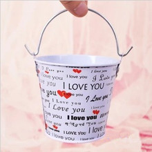 Free shipping 10pcs/lot mini wedding tin candy buckets wedding pails wedding favor metal buckets wedding candy box()