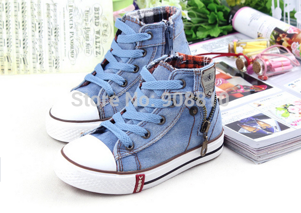 New Autumn Children/'s Denim Canvas Shoes Boys Girls Sneakers Kids Casual Shoes