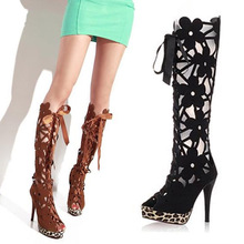 2014 New arrive retro knee high gladiator platform gladiator high heel sandals knee high martin boots