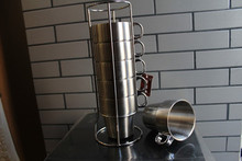 7 pieces double layer stainless steel water drink mugs anti hot tea coffee cups set
