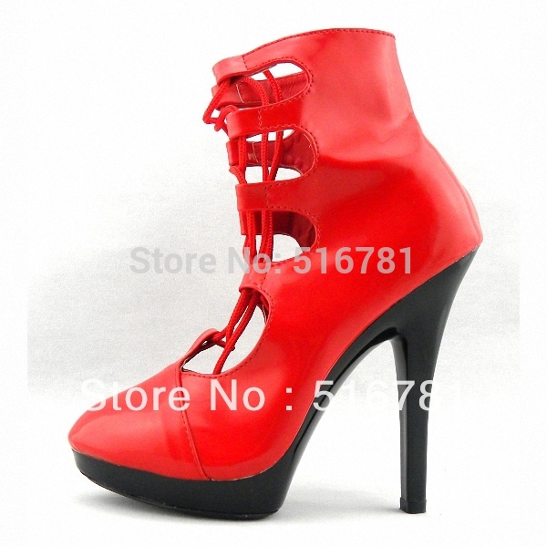Free Shipping Sexy Comfortable Cut Outs 15cm Short Leg High Heeled Shoes Sexy Boots 6 Inch