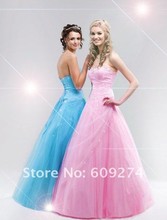100 Guarantee 2013 Custom Strapless Quinceanera Dress Tulle Beaded A line Blue Pink Homecoming Prom Dresses