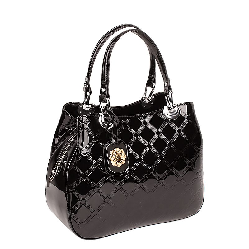 Genuine crocodile leather handbag women s classic plaid embossed japanned fashion bag one shoulder totes