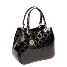 Genuine crocodile leather handbag_women’s classic plaid embossed japanned fashion bag one shoulder totes
