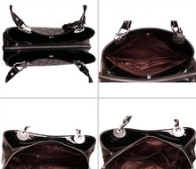 Genuine crocodile leather handbag women s classic plaid embossed japanned fashion bag one shoulder totes