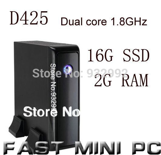 FAST MINI PC mini ITX Computer Intel D425 Dual Core 1 8GHz 2G RAM 16G SSD