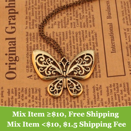 Brand designer New Arrival Fashion Retro style Hollow metal pattern Pendant Butterfly necklace Jewelry for women
