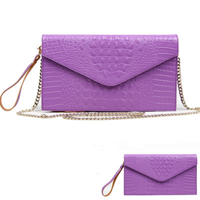 Crocodile Printed Genuine Leather Women Chain Messenger Bag Small Fashion Clutches Classic Lizard Leather Handbag Free