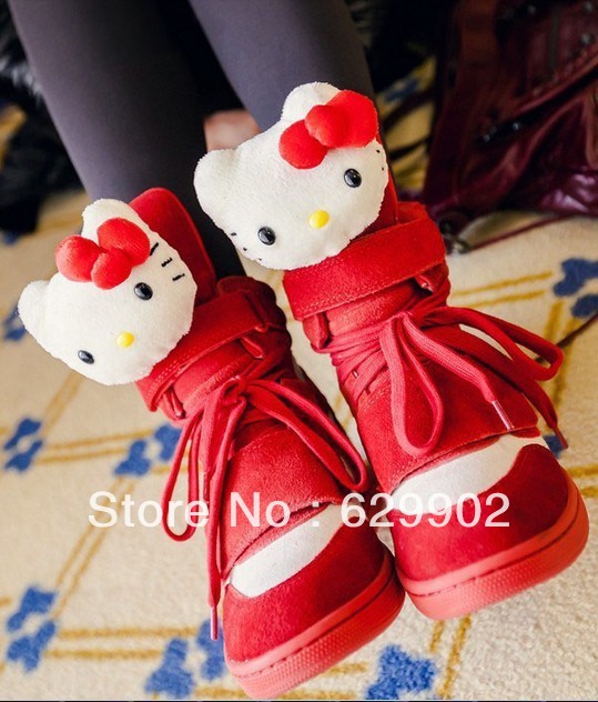 hot selling Detachable hello kitty ladies shoes sneakers platform wedges girls high top sneakers booties for