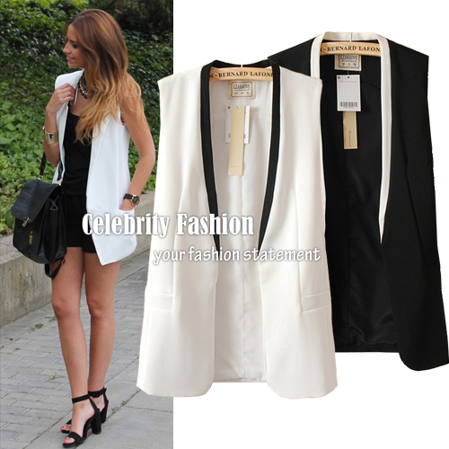 Ct37 Celebrity Style mujeres Tailored smoking chaleco del