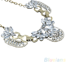 Luxury Women Noble Crystal Cluster Chain PENDANT Necklace Retro Gold Bubble Bib Statement Necklace Wedding Wear