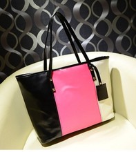 2013 Hot Fashion Women s Classic Shoulder Bag Ladies Tote Bag PU leather Three color joining