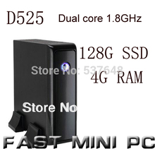 mini pcs ITX Computer with Intel D525 Dual Core 1.8GHz 4G RAM 128G SSD mini computer