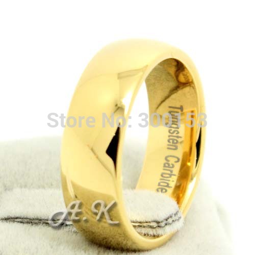 NEW Tungsten Ring 18K Gold Plated Mens Lady Wedding Band Bridal Jewelry Ring Size 8
