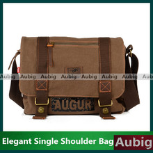 AUGUR Coffee Canvas Men Women Classical Elegant Single Shoulder Cross Body Messenger Bag with Durable Strap