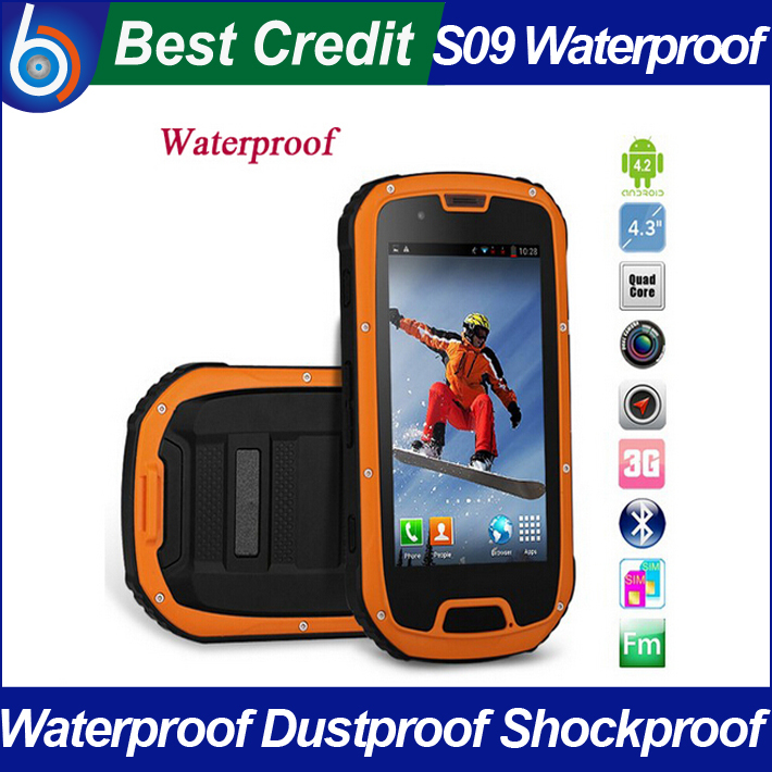 In stock black W63 S09 IP68 MTK6589 quad core andriod 4 2 3g rugged phone 1