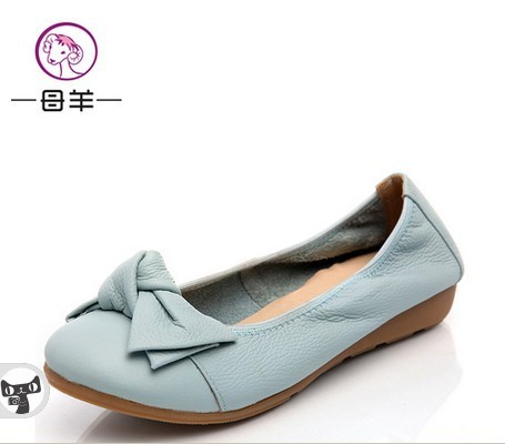 2014 fashion First layer of cowhide single casual mother shoes women genuine leather flat shoes women