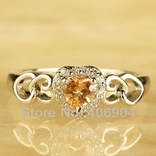 New Jewelry Wholesale Cocktail Heart Cut Morganite White Sapphire 925 Silver Ring Size 6 7 8