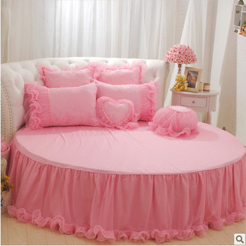 ROUND BED 4pc/6pc pink queen size princess bedding girl christmas gift ...