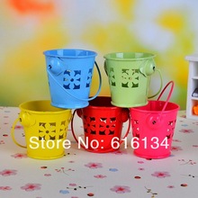 Free shipping 4x5.5cm Cut out Favor Boxes mini wedding tin candy buckets metal pail 100pcs/lot(China (Mainland))
