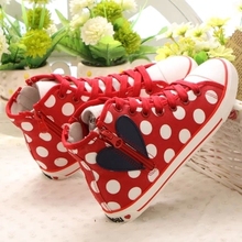 2013autumn  new fashion style  women’s snekers canvas shoes high polka dot bow casual skateboarding shoes