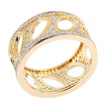 2014 New Fashion Woman Luxury Flower Shape wedding rings Top Grade Zirconia Crystal Nickel Free Plating Propose Marriage Gift