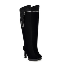 Free shipping fashion elegant sexy stovepipe knee boots, comfortable and warm winter boots decorative rhinestones!