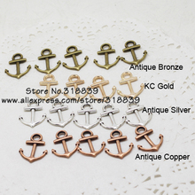 60pcs/lot 15*19mm Four Color Plated Mixed Metal Alloy Nautical Anchor Charms Jewelry Anchor Pendants 6493b