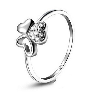 christmas passion honey 100 Real Pure 925 Sterling Silver Elegant Bride Wedding Ring clover zircon rings