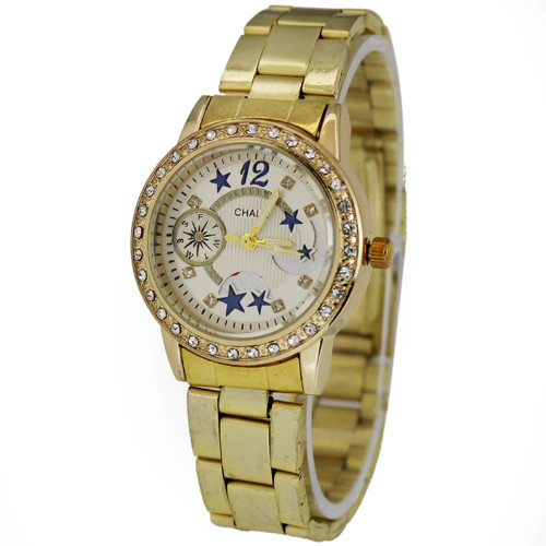 Luxury Golden Fashion Brand Jewelry Rhinestone Girl Student Ladies Christmas Gift Quartz Wrist Watches Free Drop