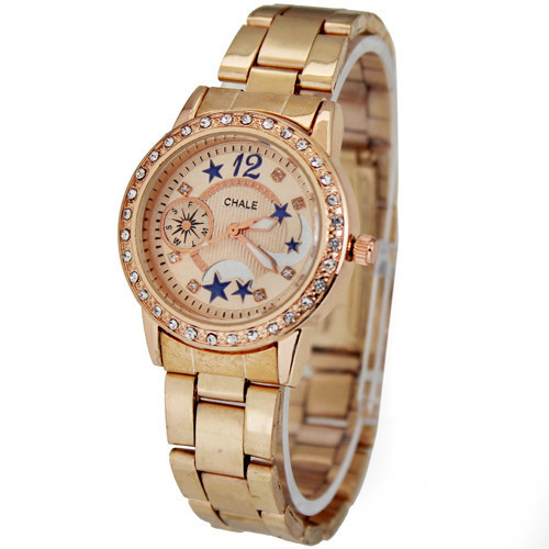 New Arrival Golden Fashion Brand Jewelry Rhinestone Girl Student Kids Christmas Gift Quartz Wrist Watches Free