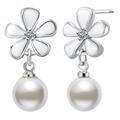 Long Earrings With Simulated Pearls Flower Fashion Created Pearl Jewelry For Women Pendientes Vintage Brincos Grandes