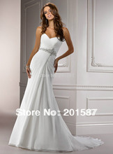 A Line Sweetheart Court Train Chiffon Wedding Dress