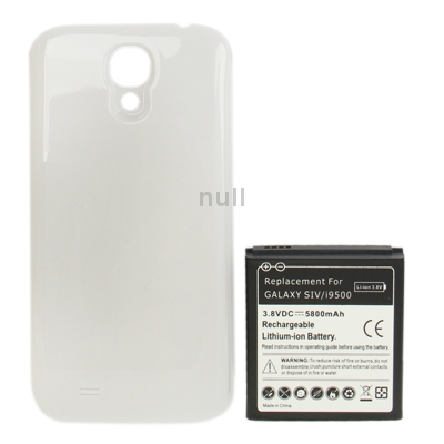 5800mAh Replacement Mobile Phone Battery Cover Back Door for Samsung Galaxy S4 i9500 White