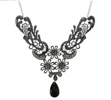 Free shipping MOQ Mixed styles $5 False Collar Vintage Royal Weeding jewelry Black Drop pendant  Lace  Collar necklace  Z1T3