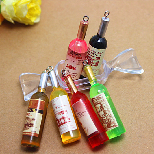 free shipping 50pcs lot 13 48mm mix colors resin mini wine bottle for home decoration or