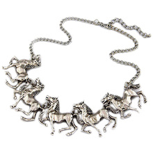 free shipping costume jewelry gold chunky statement metal horse necklace for women ladies accessories 10041953