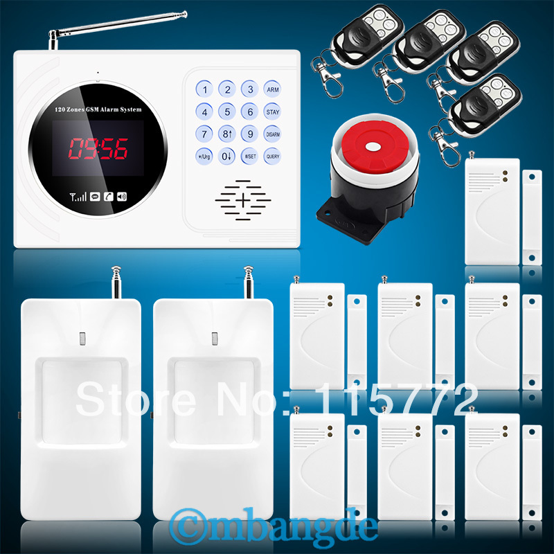 Free Shipping 850 900 1800 1900MHz Wireless GSM Mobile Network122 Zones Home Security Burglar Alarm System