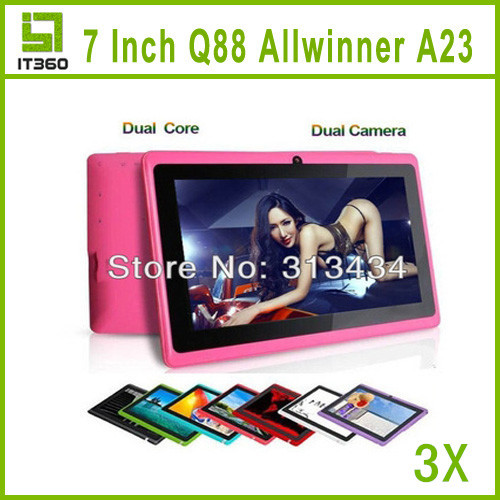 3pcs 7 inch Dual Core Allwinner A23 Q8 Q88 Android 4 2 Dual Cameratablet pc 1