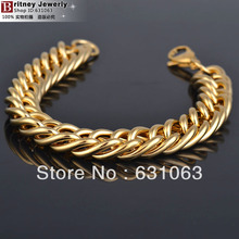 13.0mm width 316L big stainless steel bracelet, stering steel men hand chain, high quality link bangle free shipping B131216