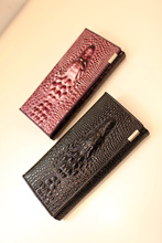 Artisan real picture three dimensional crocodile pattern genuine leather high quality women s long design wallet