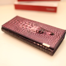 Artisan real picture three dimensional crocodile pattern genuine leather high quality women s long design wallet
