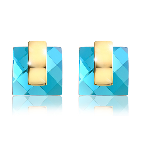 Viennois Fashion Blue Crystal Rhinestone Square Stud Earrings new