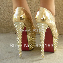 2013 New arrival sexy Fashion Sequins Decorative rivets platform 16cm high heels pumps shoes for women