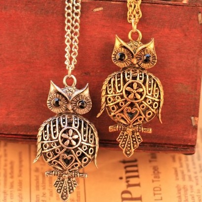 2014 New 2 Colors Retro Owl Pendant Chain Necklace Vintage Punk Jewelry For Women K43