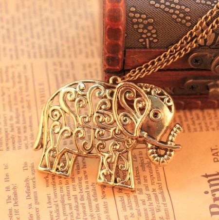 Fashion Personality Vintage Exclusive Charm Elegant Chain Hollow Elephants necklace pendant jewelry women wholesale2014 PT33